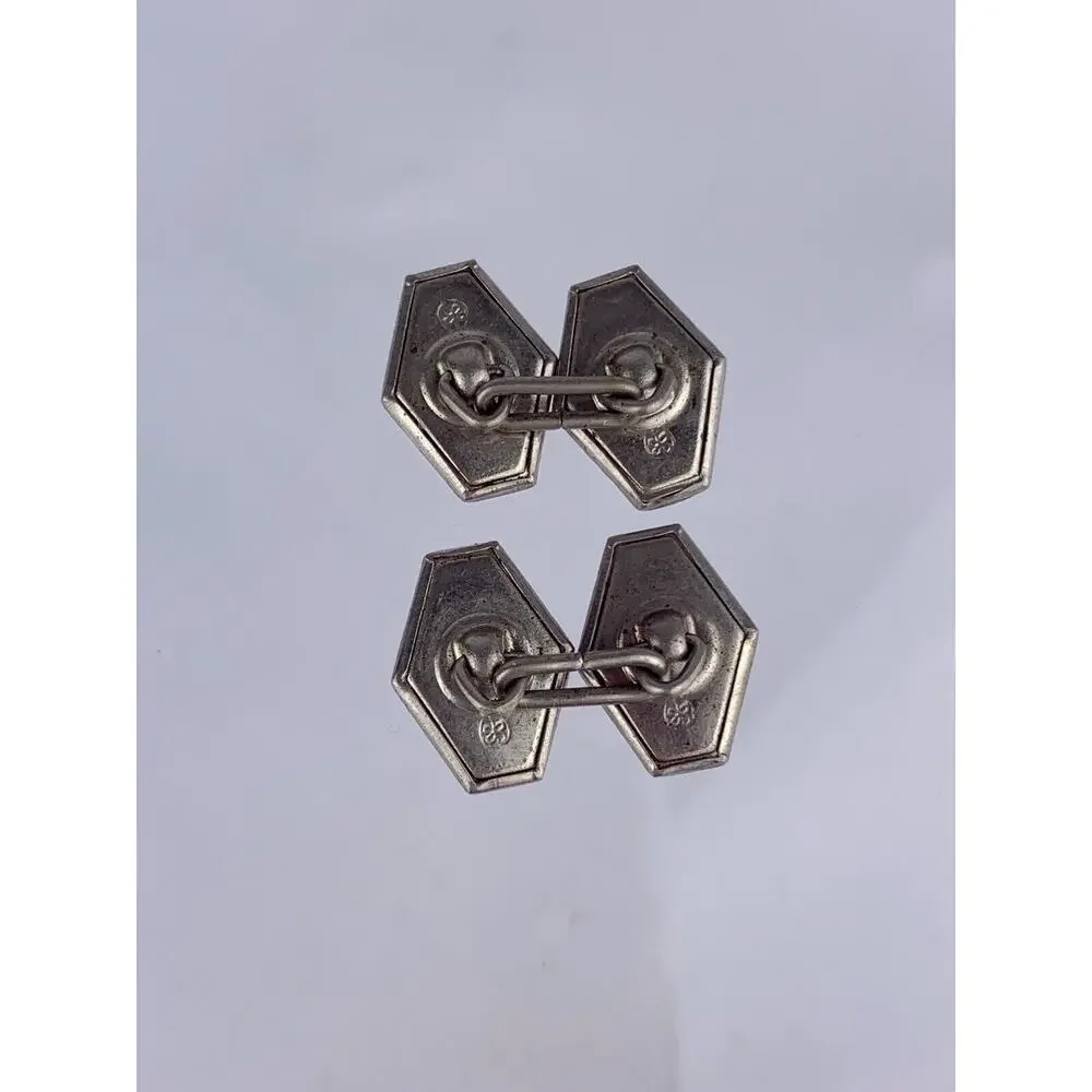 Antique Art Nouveau 925 Sterling Silver Cufflinks Double Swoops